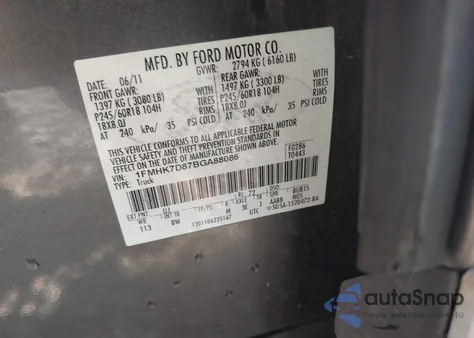 2011 Ford Explorer Xlt z USA, uszkodzony, nr VIN 1FMHK7D87BGA88086